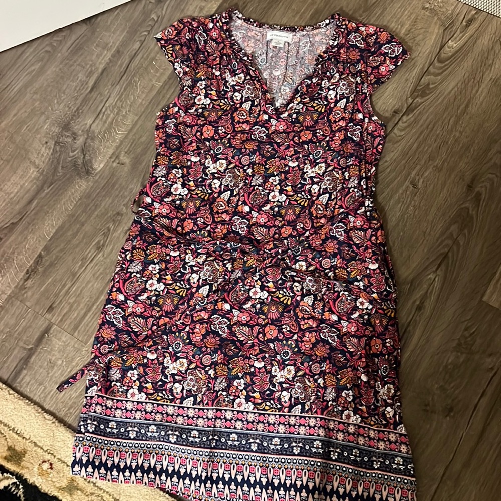 Floral linen and cotton dress